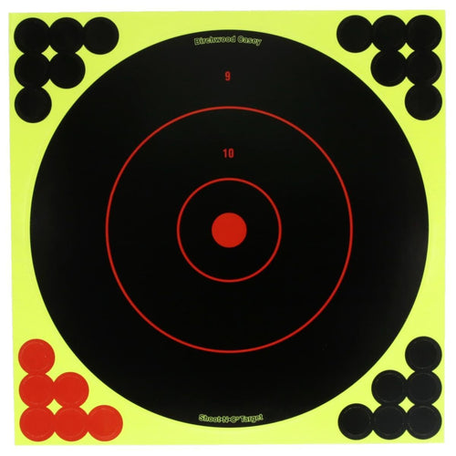 Shoot-N-C Birchwood Casey Bullseye Dispenser Targets | Always Flat Adhesive Back Shooting Training Reactive Targets with Pasters, 8" - Pack of 12