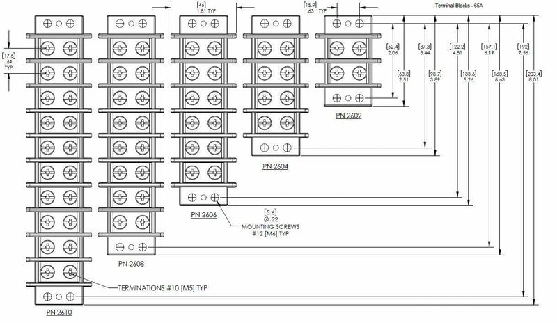 2602 Blue Sea Systems 2 Circuit 65A Terminal Block, Beige