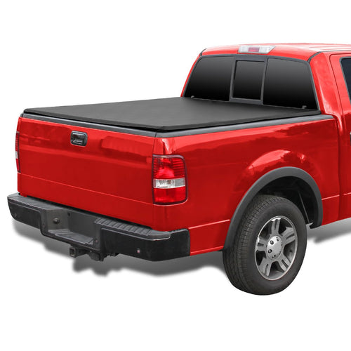 Soft Quad Fold Tonneau Cover Spec-D Tuning Compatible with 2004-2014 Ford F150 Styleside, 2006-2008 Lincoln Mark LT Styleside/Fleetside 5.5FT (66") Short Bed