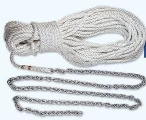 LEWMAR 10' Anchor Rode 1/4" G4 Chain 150' 1/2" 3 Strand Rope and 5/16" Shackle