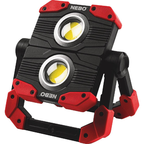 OMNI 2K NEBO Rechargeable Work Light | 2000 Lumens COB, 6 Light Modes, Rotating Magnetic Handles, Built-In Power Bank, Water Resistant, Portable Camping Lantern, Includes USB-C Charging Cable