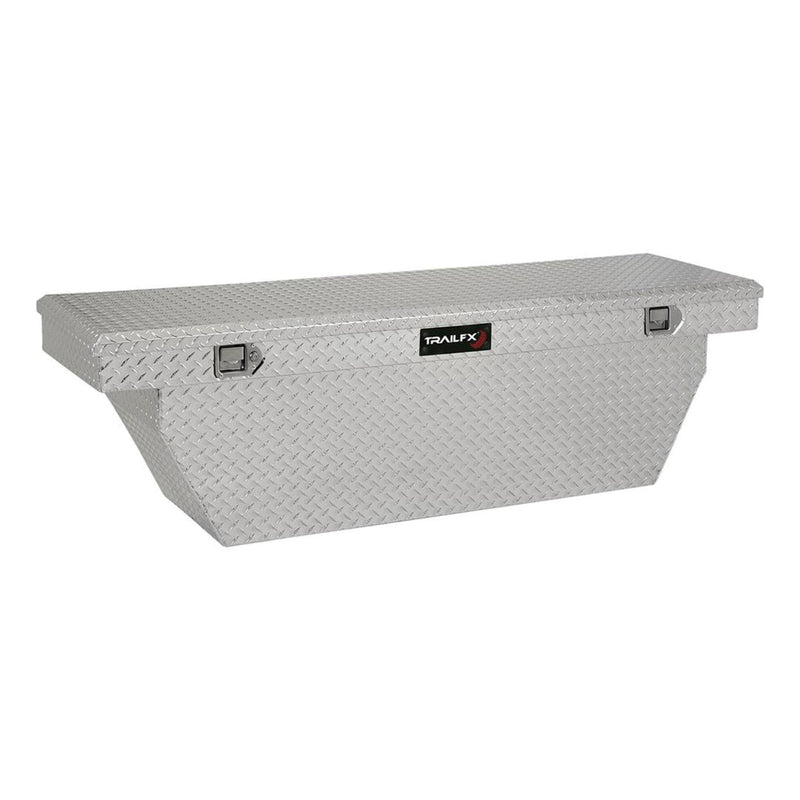 Crossover Tool Box TrailFX Deep Angled Single Lid With Struts Diamond Tread Bright Polished 16 Gauge Aluminum 12.4 Cubic Foot Capacity With Plastic Tray 111701