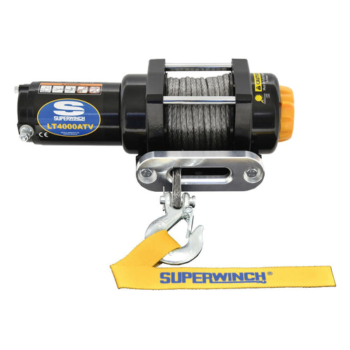 LT4000SR Superwinch 1140230 Winch 4,000 lbs, 12 VDC, 3/16 in x 50 ft Synthetic Rope, Sealed Solenoid, 12 ft Handheld Remote and Switch, 1.4 Hp,Holding Brake,166:1 Gear Ratio,Aluminum Hawse