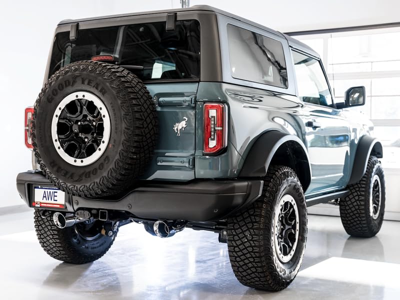 2021+ Ford Bronco AWE Tuning 0FG Dual Rear Exit Exhaust w/Diamond Black Tips & Bash Guard - 3015-33456