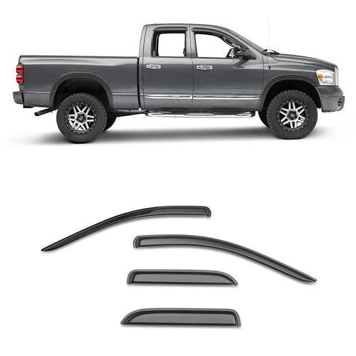 Off Road Black Horse [BHOR Tape On Rain Guards/Wind Deflectors Compatible with 2019-2024 Ram 1500 Quad Cab Smoke 4 PCs - 140542