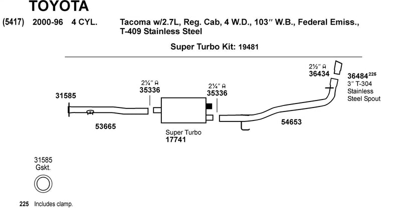 Exhaust Pipe Dynomax for Toyota Tacoma 53665