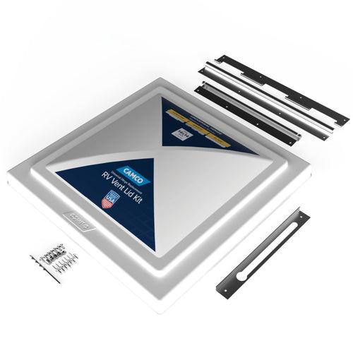 Camco RV Universal Roof Vent Replacement Kit — Fits Standard 14" x 14" Vent Openings – Works with Jensen, Ventline, and Elixir Models – Includes 3 Hardware Options (40195)