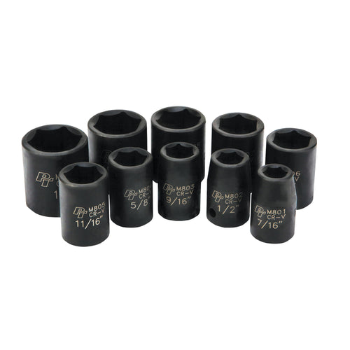 10 Piece Performance Tool M592DB Mechanics 1/2-Inch Drive SAE Impact Socket Set
