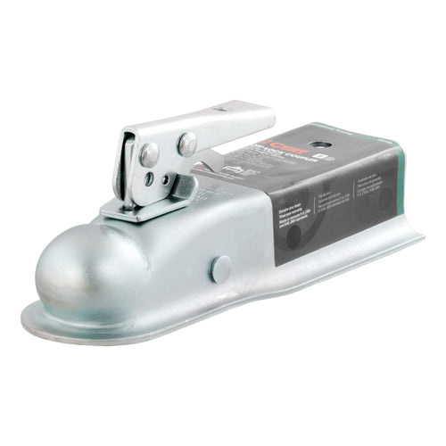 CURT Straight Tongue Trailer Coupler for 2-In Hitch Ball, 2-1/2-Inch Channel, 3,500 lbs, CLEAR ZINC