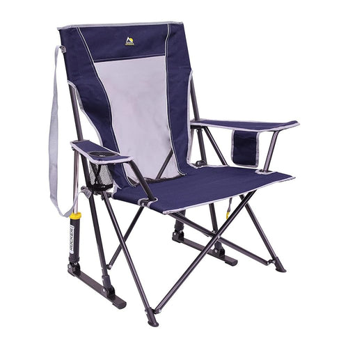 GCI Outdoor Rocker Comfort Pro Collapsible Rocking Chair & Outdoor Camping Chair, Indigo Blue