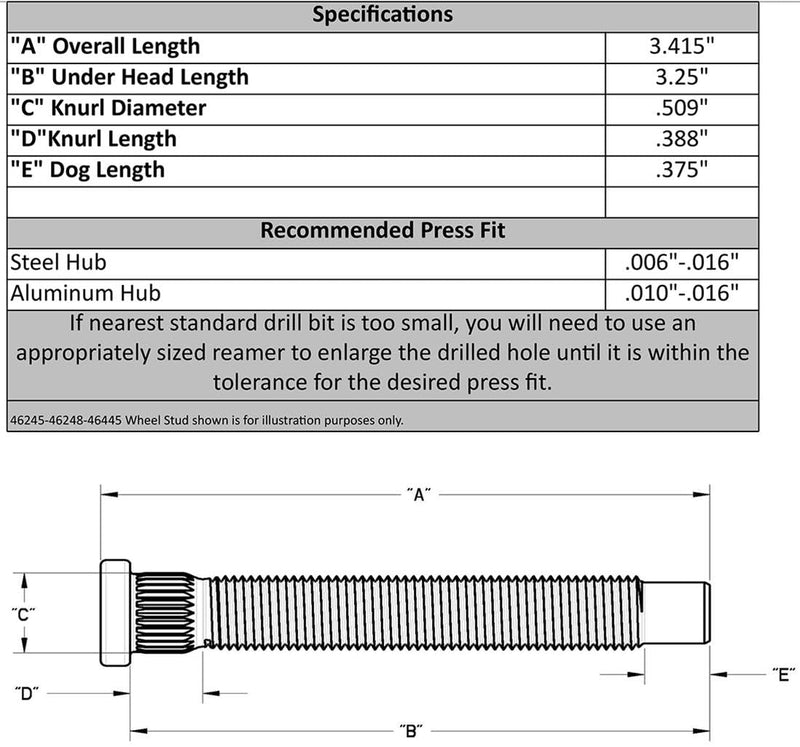 Wheel Stud Moroso 46445 and Lug Nut