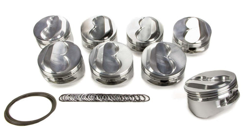 Piston JE Pistons 207513 - Small Block Dome - Forged - 4.185 in Bore - 1/16 x 1/16 x 3/16 in Ring Grooves - Plus 10.90 cc - Small Block Chevy - Set of 8