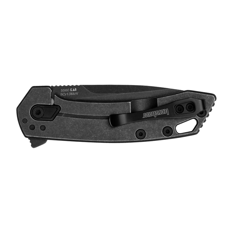 Kershaw Folding Radar Pocket Knife, 2.9 inch BlackWash Finish Blade, Black Handle, Pocketclip