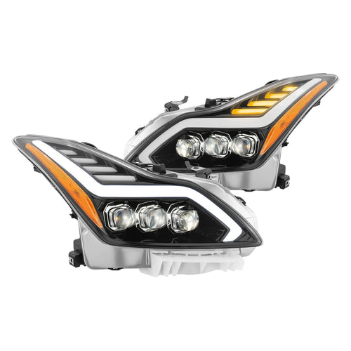 NOVA LED Projector Headlights AlphaRex 08-13 Infiniti G37 Plank Style Design Gloss Black