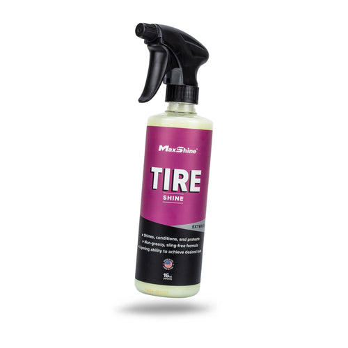 Tire Shine Maxshine 16oz | Acrylic Formula Tire Dressing with UV Protection | No-Sling, Dry-to-The-Touch Finish | Gloss Enhancer Nourishes Rubber & Protects Tires | Professional Car Detailing Supply