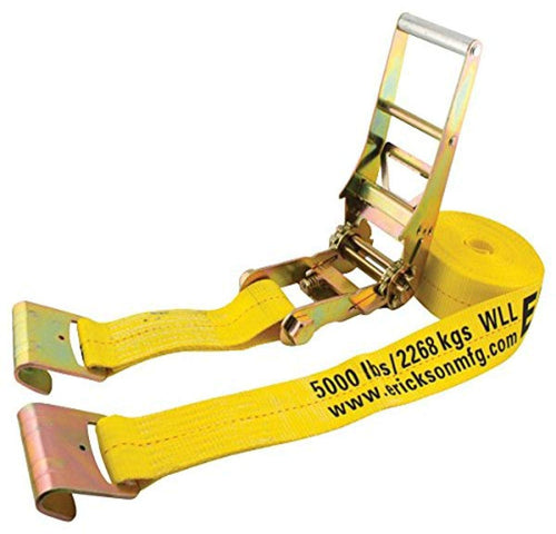 3" x 30' Yellow Erickson Ratchet Strap with Flat Hooks