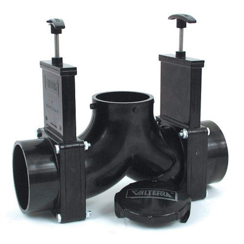 Valterra T84 3" Bay with Cap x 3" Hub x 3" Hub Double Ell Rotating Valve Assembly,Black