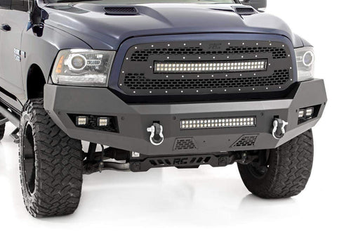 Rough Country Front Heavy Duty LED Bumper for Ram 1500 (2013-2018) Ram 1500 - Quad 2" LED Cubes, 20" LED Light Bar
