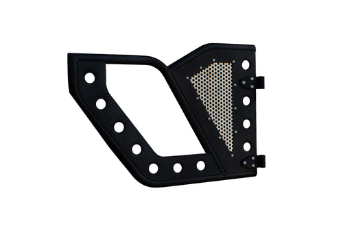 RDJL-01R | DV8 Offroad | Rock Doors for Wrangler JL & Gladiator JT | Tubular Design | Anti Rattle Stopper | Aluminum Mesh Inserts | Black Textured Finish | Rear Door Set