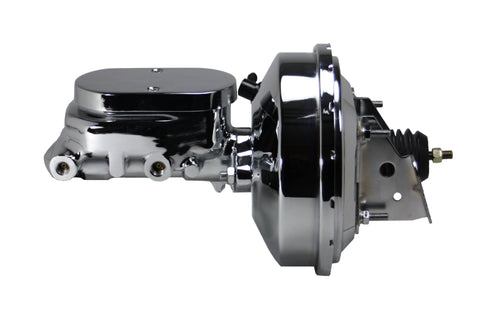 9 Inch LEED BRAKES Power Booster, 1-1/8 Inch Bore Flat Top Aluminum Master (Chrome)