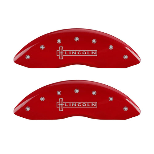 Caliper Covers MGP 36021SLCNRD Cover (Red Set of 4 Engraved Front and Rear: Lincoln, Powder Coat Finish, Silver Characters)
