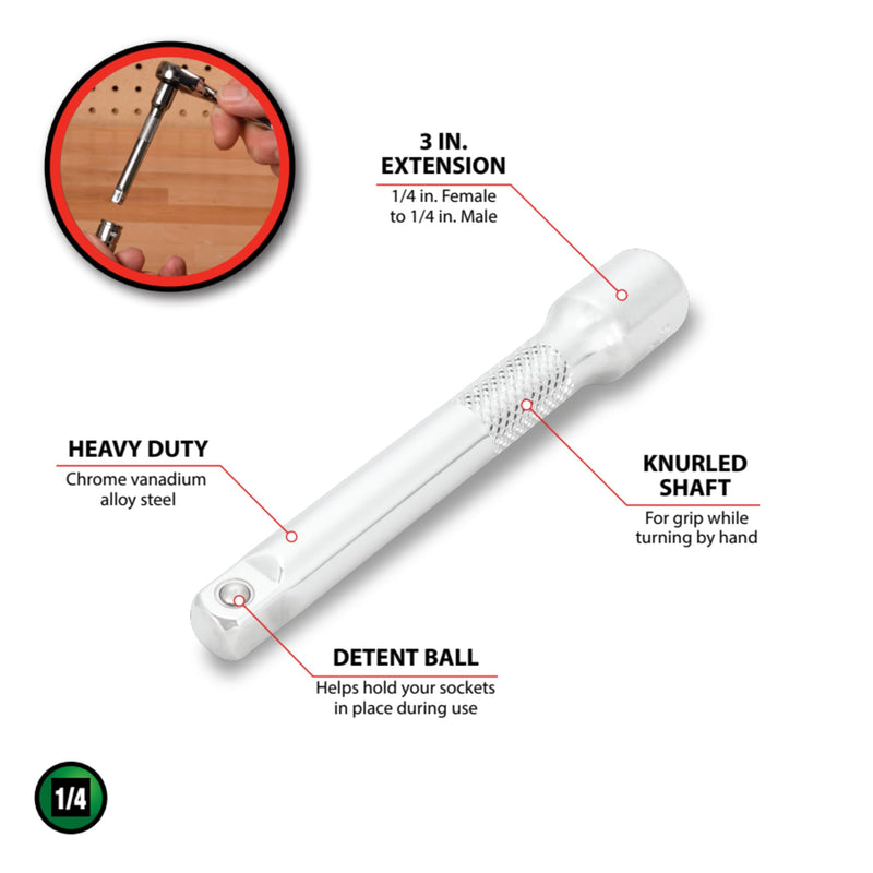 W36143 Performance Tool 1/4 Drive Socket Extension Bar, 3
