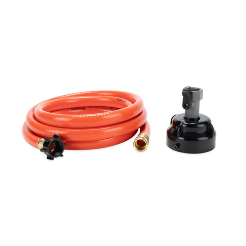 Camco 10-Ft RhinoFlex RV Clean-Out Gray/Black Water Hose with Rinser Cap | Features 4-Way Water Pressure Blaster & Water Shut-off Valve | Great for Cleaning Camper Black Water Tanks & More (22999)