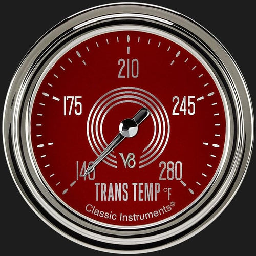 V8 Red Steelie Classic Instruments V8RS327SLC 2 5/8" Transmission Temperature Gauge
