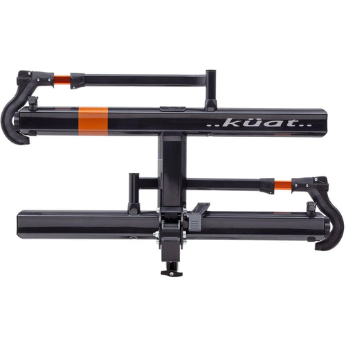KUAT 2.0 Sherpa Durable Lightweight Aluminum Compact 2 Bike Transporting Hitch Rack with Cable Lock & Foldable Tire Cradles | Capacity - 40 Lbs per Tray, Gray Metallic & Orange Anodize, 1.25"