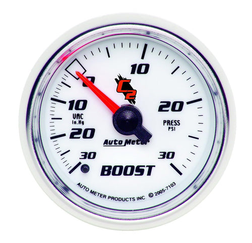 Auto Meter 2-1/16" 30 in. Hg/30 PSI Mechanical Vacuum/Boost Gauge 7103 C2