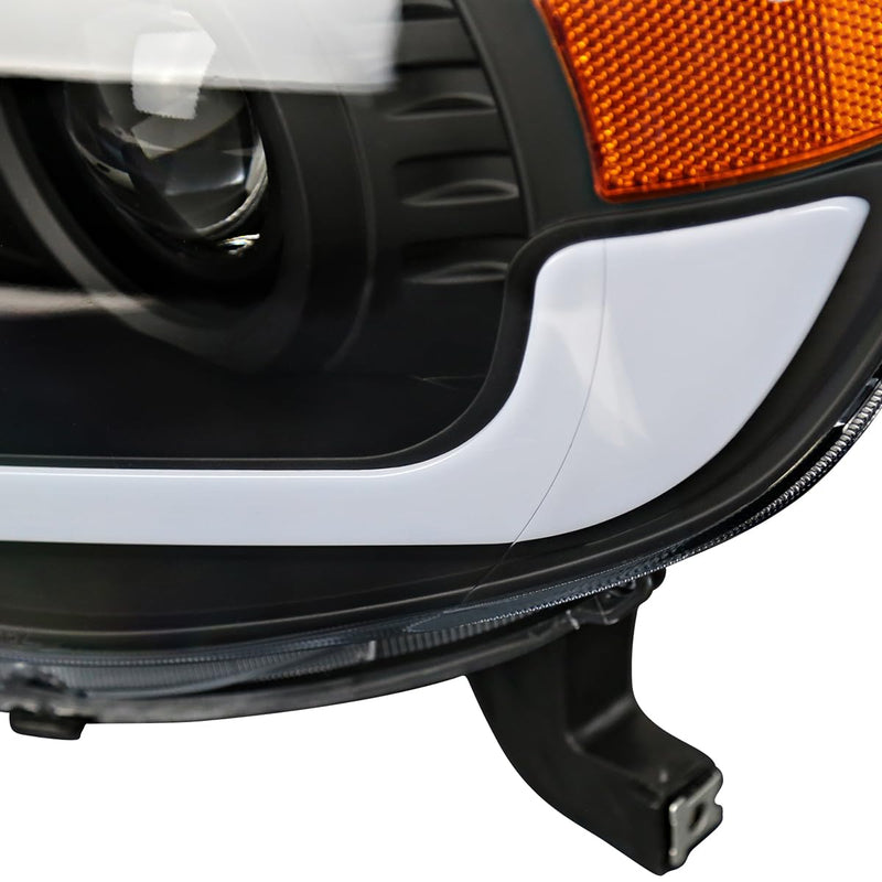 Black Projector Headlights w/LED Tube SPEC-D TUNING Compatible with 2005-2011 Toyota Tacoma, Left + Right Pair Headlamps Assembly