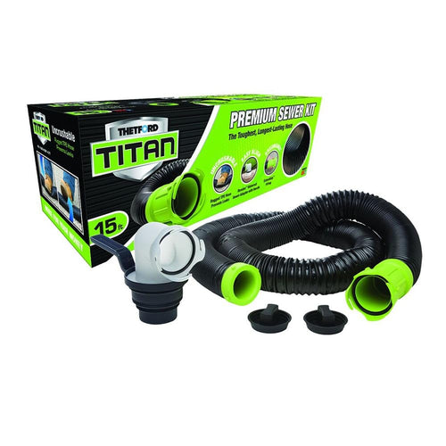 Titan Thetford 17853 15ft 15-Foot Premium RV Sewer Hose Kit-17853, Black/Green