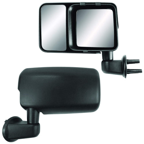 Custom Fit Snap & Zap Towing Mirror Pair - Fits ONLY 07-17 Jeep Wrangler, 2018 Wrangler JK Model