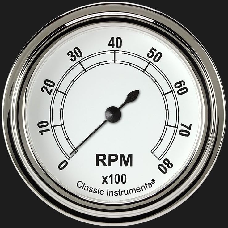 Classic Instruments 2 5/8" Classic White CW383SLF Tachometer Full Sweep