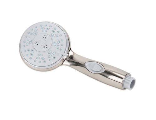 Shower Head Camco RV/Marine | Features Convenient On/Off Switch for Water Efficient Showers | 5 Spray Patterns | Brushed Nickel (43746)