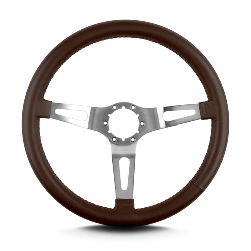 Teardrop Lecarra 65802 3 Spoke 14" Brushed Standard Grip Brown