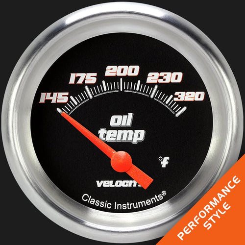 Velocity Black Classic Instruments 2 5/8" Oil Temperature Gauge VS228BAPF