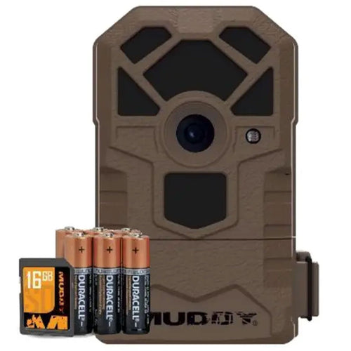Muddy 14 Pro Cam MTC100K Combo - 14MP & 480 Video at 30FPS 0.7 Sec Trigger Speed 80ft Detection IR Range Durable Hunting Outdoor Scouting Trail Camera, AA Batteries & 16GB Memory Card Included
