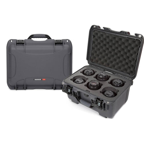 Waterproof Nanuk 918 Hard Case with Custom Foam Insert for 6 Lenses - Graphite