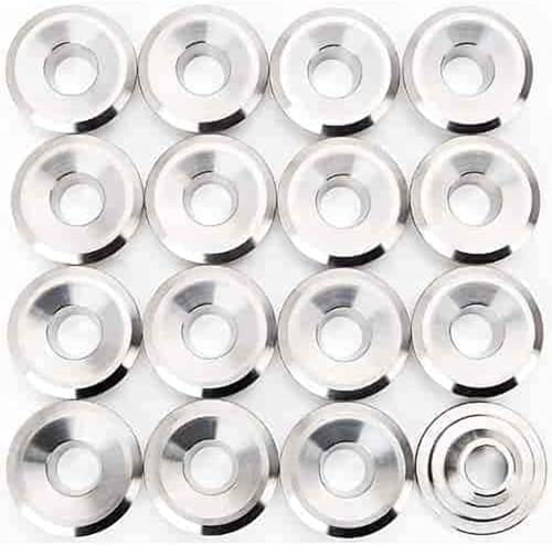 Manley 10 Degree Valve Spring Retainer, 1.140 in / 0.740 in OD Steps, 1.530-1.570 in Dual Spring, Plus 0.100, Titanium, Set of 16