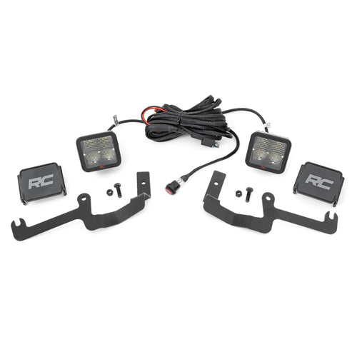 Rough Country Dual 2" Spot LED Ditch Light Kit Lower for Chevy Silverado 1500 (2019-2025) - 2X LED Light Pods, Spot Beam