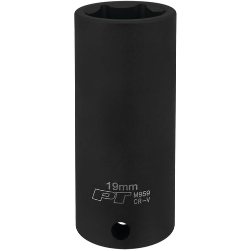 3/8-Inch Performance Tool M959 19mm Deep Wall Impact Socket for Heavy Duty Automotive Repairs and Maintenance Jobs