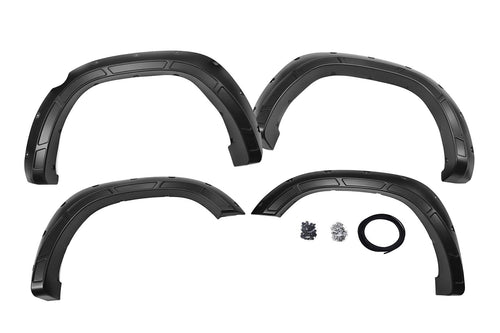 Defender Fender Flares Rough Country for Ram 1500 (2019-2024) - 2" Extra Tire Coverage, Durable ABS Plastic, UV-Resistant ABS, Flat Black (Set of 4)