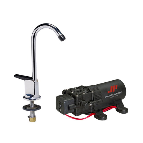 1.1 Johnson Pumps WPS/Faucet Combo, 12V, 15-Inch, Chrome