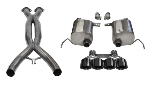 Xtreme Cat-Back Exhaust System Corsa Performance 14762CBBLK Dual Rear Exit 2.75 in. Dia. Incl. RH-LH Muffler Assy/Clamp-On RH-LH Elbow Assy/Hardware Kit/Quad 4.5 in. Polished Black PVD Pro-Series Tips