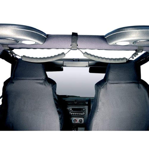 Rear Rugged Ridge 13305.05 Grab Strap, Dual, Black; 87-06 Jeep Wrangler YJ/TJ