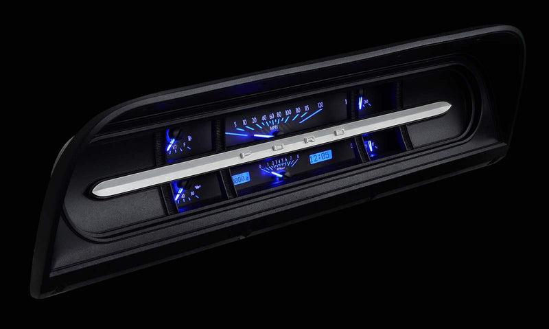 VHX-67F-PU-C-B Dakota Digital Compatible with 1967-72 Ford Pickup Truck VHX Analog Gauge System with Carbon Fiber Style and Blue Backlighting