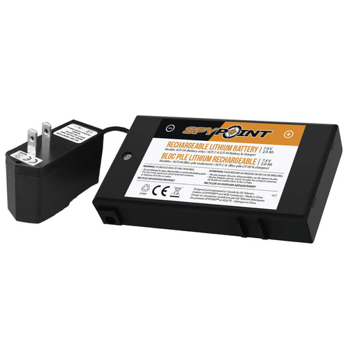 LIT-C-08 SPYPOINT Lithium Battery Pack Kit With 7.4V AC Charger For Camera Lithium Battery - Full Charge in 48 hours with charge indicator light included | Cell Cameras for Hunting Battery and Charger