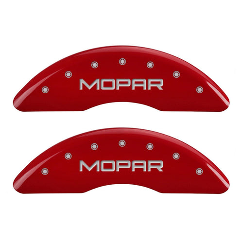 Caliper Covers MGP Compatible with 2011-2018 RAM 2500 & 3500 (Requires 18"+ Wheels) Powder-Coated Finish, 4 PCS Front and Rear (Red - Mopar Engraving)