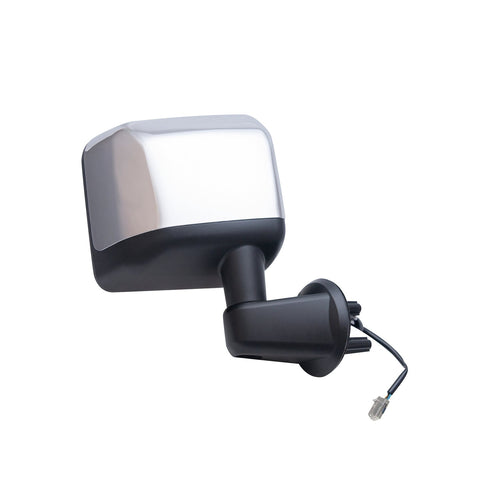 Fit System Mirror Passenger Side for Jeep Wrangler, Textured Black w/Chrome Cover, Heated Power, Foldaway